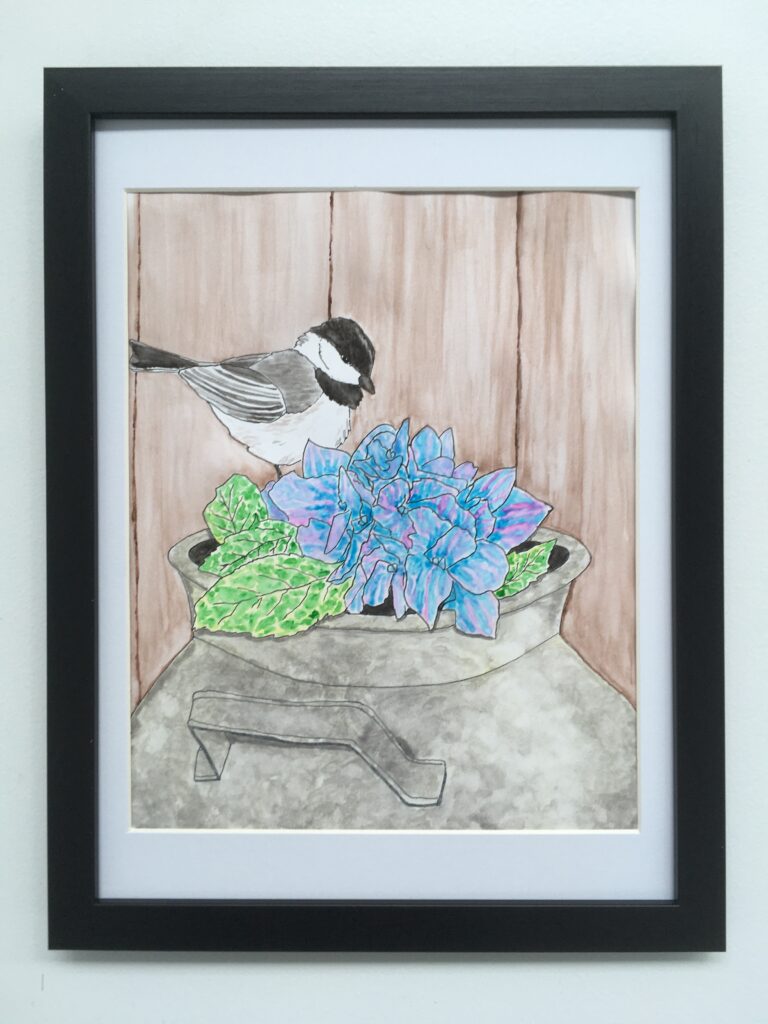 Yacko Art - Terrie Yacko Chickadee on Milk Pail