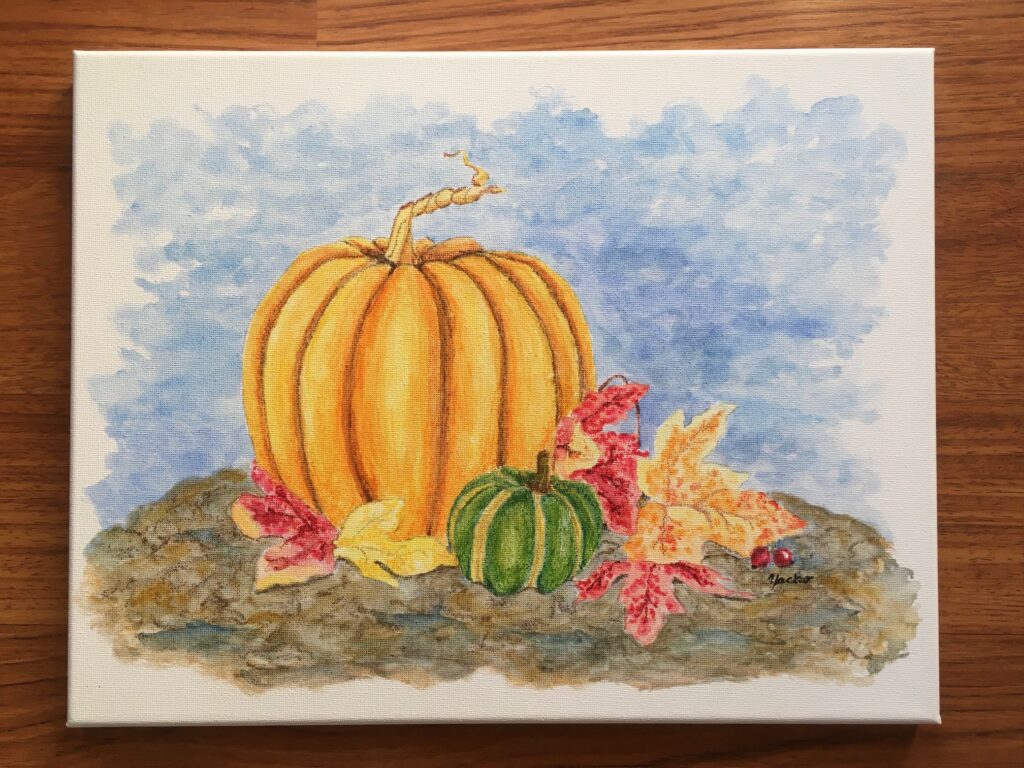 Yacko Art - Terrie Yacko Pumpkins and Leaves