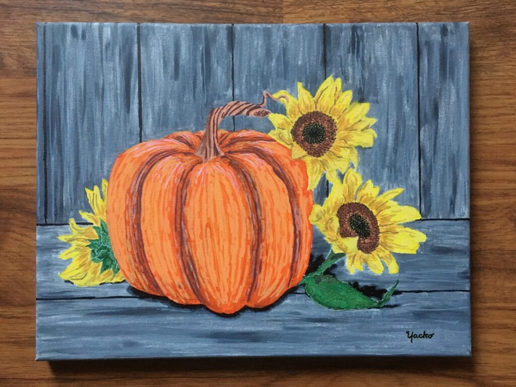 Yacko Art - Pumpkin and Sunflowers