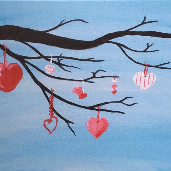 Heart Ornaments on Branch